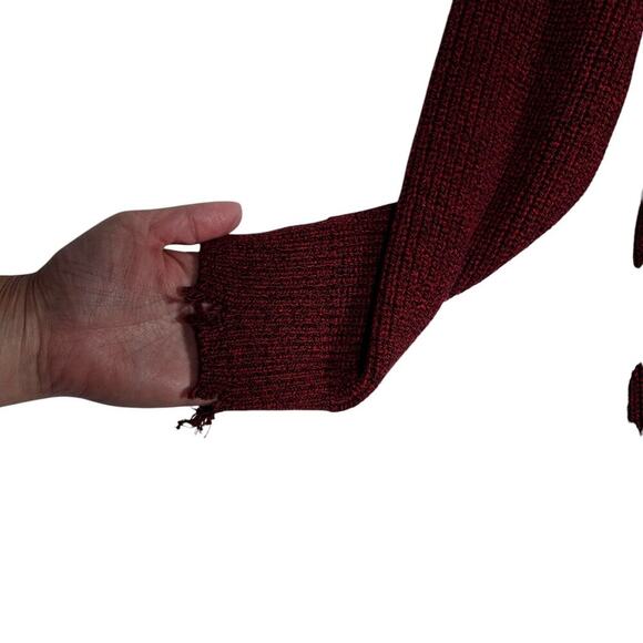 Pistola Womens Distressed Sweater XL Cherry Red Knit Oversized Edgy Streetwear - Picture 6 of 15